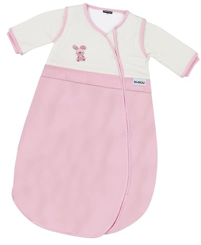 Gesslein Baby Schlafsack Bubou, Ganzjahres-Schlafsack mit Temperaturregulierung (optimale Passform, langer Reißverschluss, 70), rosa mit Hase Motiv