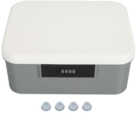 Coffre de Rangement Verrouillable D'une Capacité de 9 L, Organisateur de Documents, Boîte de Verrouillage de Stockage de Mot de Passe à Double Couche avec Verrouillage par Mot de Passe,(Gris)