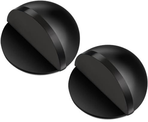 Hotop Self-Adhesive Floor Door Stoppers Oval Stainless Steel Door Stop Mounted Half Moon Wall Protector with Glues for Hard Floor Glass(Black,2 Pcs)