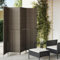 Wenjinqi-365346 Paravent mit 4 Paneelen, Polyrattan, Grau