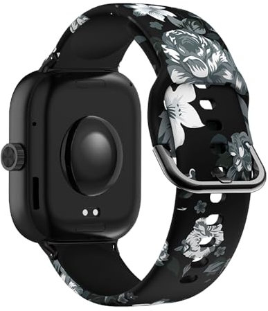 SeNool Bracelet pour Xiaomi Redmi Watch 5 / Xiaomi Redmi Watch 4, [Silicone Bande de Remplacement] Homme Femme Bracelet pour Xiaomi Smart Band 9 Pro/Xiaomi Smart Band 8 Pro - Fleur Grise