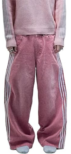 FYHTC Baggy Jeans für Herren, Lockere Passform Elastischer Bund Cargo Vintage Übergroße Trainingshose aus Denim