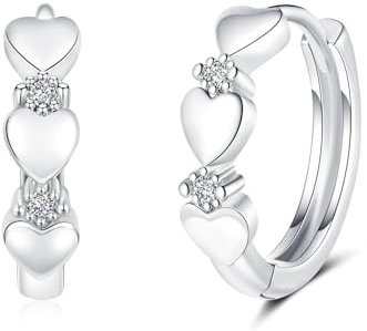Deyanse 925 Sterling Silber Creolen - Herz Huggie Ohrringe Mit Zirkonia, Hypoallergen, Schlafen Knorpel Kreolen - Geschenk Zum Geburtstag Weihnachten