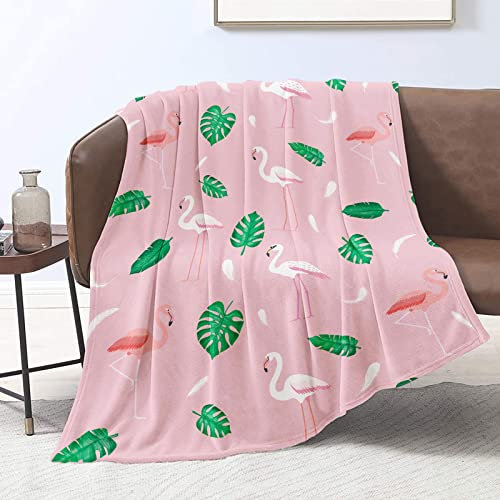 Flamingo-Decke für Mädchen, rosa Flamingo-Überwurfdecken, weiche Flanell-Fleecedecke für Kinder, Hawaii-Palmblatt, flauschige Decke für Bett, Stuhl, Auto, Sofa, Couch, Baby, Neugeborene,