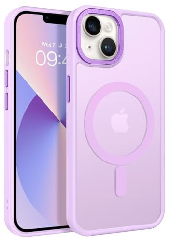 GaoBao Magnetic iPhone 13/14 Case, Slim Fit, Shockproof Translucent Matte Protective Cover for iPhone 14/13, Compatible with MagSafe, Light Purple