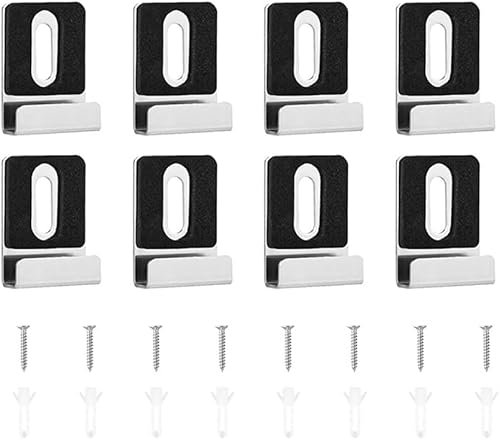 Lot de 8 fixations de miroir, clips de miroir pour miroir sans cadre, kit de suspension mural robuste pour support de suspension de miroir (8 pièces, argenté)