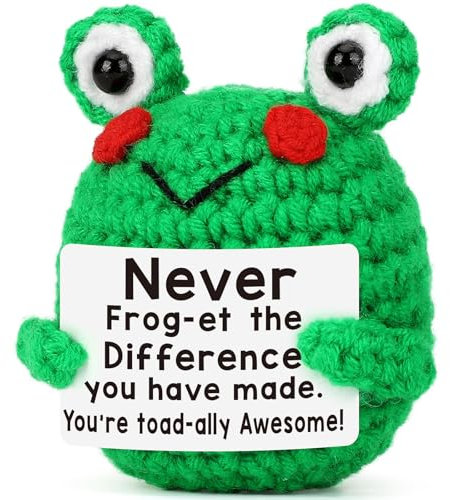 Calkkrer Grenouille faite à la main, câlin de poche positif, doudou pour se détendre, porte-bonheur, cadeau de motivation, grenouille positive, cadeaux artificiels