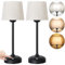 OUTON 2 Pack Cordless Dimmable Table Lamp with 3 Color Temperatures, 4000mAh Rechargeable Battery, Touch Bedside Lamp with Memory Function, Fabric Shade for Bedroom, Living Room, Dining, Patio (Black)