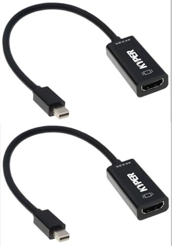Kyper USKyper-424K 2 Pack 4k Mini DisplayPort to HDMI Adapter Mini DP Compatible for Thunderbolt MacBook Pro, MacBook Air, Mac Mini, Microsoft Surface Pro 3/4 (2, Black)