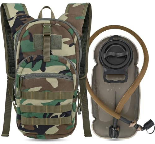 MARCHWAY Tactical MOLLE Hydration Backpack Daypack with 2.5L Water Bladder | Hydration Pack, Low-Profile, Roomy Main Compartment, Military Grade Fabric for Hiking, Cycling, Backpacking, Hunting, Running