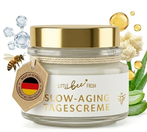 little bee fresh Bienengift Tagescreme Anti-Aging mit echtem Bienengift | bei Falten & reifer Haut mit Hyaluron, Arganöl & Shea Butter | hochdosierte Slow-Aging Bienengift Creme | 100% Imkerqualität