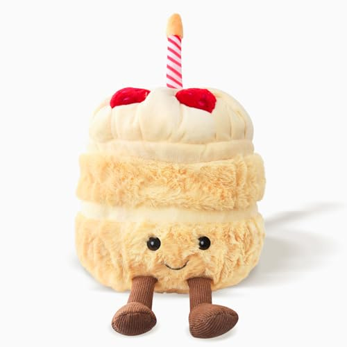 SolWonder Cake Kuscheltier, Geburtstagskuchen Plüschtier Kissen Weiches, Cake Plüsch, Plüschtier Kuchen, Kreatives Geburtstags Geschenke für Kinder