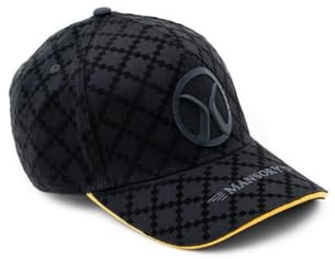 Mansory Premium Baseball Cap, Schwarz mit Rautenmuster, Atmungsaktives Material, Verstellbarer Riemen, Hochwertige Stickereien, farbliche Akzente (Schwarz-Gelb)
