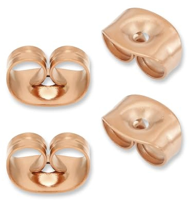 Ohrring Verschluss Edelstahl (2 Paar) | Rosegoldener Ohrstecker Verschluss als Ersatz oder für Schmuckherstellung | 316L Edelstahl in 18K Rosegold