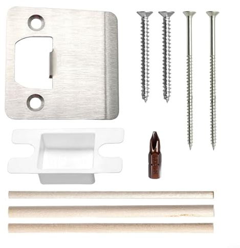 EXTRWORY Door Strike Plate Extended Lip Strike Plate Heavy Duty 2Mm Hardened Steel Door Latch For Interior Exterior Doors (steel color)