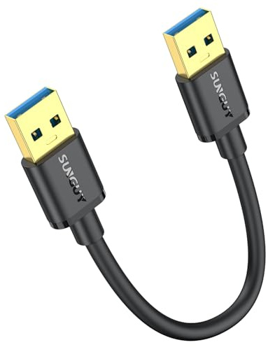 SUNGUY USB to USB Cable 0.15m Short, USB 3.0 Type A Male to Type A Male Cable Data Transfer up to 5Gbps Compatible with Printers, Modems, Hard Drives, Monitor, Camera, Wacom, DVD, Hub