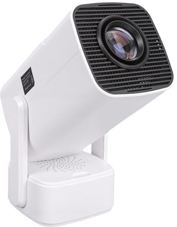 Asixxsix Smart Projector with WiFi, 4K 1080P Auto Correction Portable Bluetooth Video Projector, 25in-110in Projection Screen for Smartphone Laptop DVD Player, 210° Rotatable Stand for (UK Plug)