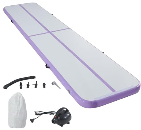 LSBIKE 3/4/5/6M Air Track Tumbling Matte Yogalmatte Mit Elektrischer Luftpumpe, Gymnastikmatte Camping Trainingsmatte Turnmatte Für Zuhause, Outdoor, Übungsgymnastik, Rutschfest & Wasserdicht