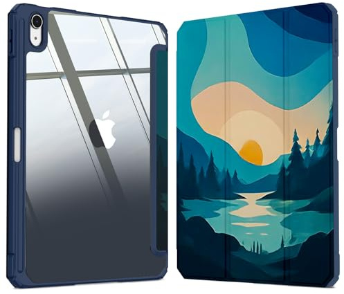 SOUNIX Funda para iPad (A16) de 11.ª/10.ª Generación (2025/2022), con Parte Trasera Rígida de PC Transparente, Soporte Fino, Cubierta Función de Suspensión/Activación Automática (Puesta de Sol)