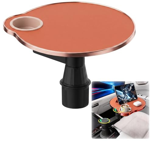 Laptoptisch Auto 360° Höhenverstellbar aus hochdichtem Kunstleder | Auto Tisch Tablett, Für Getränke, Getränkehalter, Für Beifahrer & Rücksitz