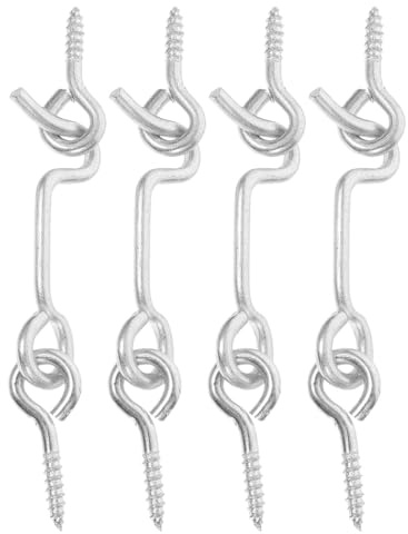 UTHCLO Fensterverriegelungen 4 Sets Kabinenhaken Ösenverschluss aus Kohlenstoffstahl mit Schrauben zur Kontrolle von Fenster oder Türöffnung