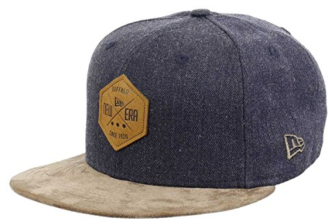 New Era Hexagon Patch Heather Indigo Brown Suede 59Fifty Basecap - 6 7/8-55cm (S)