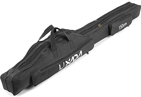 Lixada Tragbare Angeltasche Faltbare Angeltasche für Angelrute im Freien, 100 cm/130 cm/150 cm, Schwarz, 150cm, Rutentasche