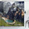 ABAKUHAUS Landschaft Duschvorhang, Park in Argentinien, Stoffliches Gewebe Badezimmerdekorationsset mit Haken, 175 x 200 cm, Braun Grün