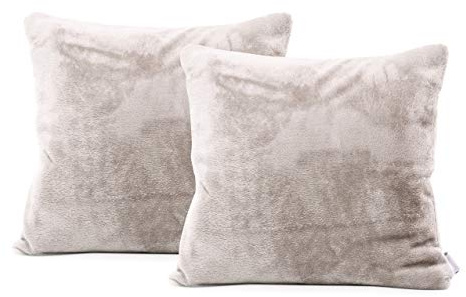 DecoKing 57551 2tlg 2 Kissenbezüge 45x45 cm Mikrofaser Reißverschluss Fleece Kissenhüllen beige Creme Mic