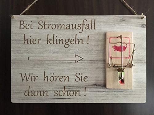Türschild Deko Schild Holzschild Landhaus Shabby Retro lustige Klingel Mausefalle Deko