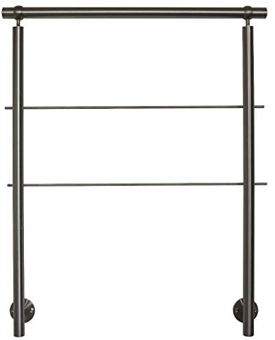 TIBU Geländer Edelstahl Handlauf für seitliche Montage 0,8m - 5,95m für Treppe Balkon Terrasse mit waagerechte Streben - Variante: Länge 120 cm mit 2 Pfosten und 2 Streben Seitenabstand 50mm