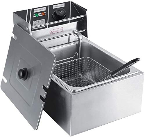 Professional Stainless Steel Deep Fat Fryer, 6L Capacity | Adjustable Temperature Control, Removable Oil Basket, For Home and Commercial Use