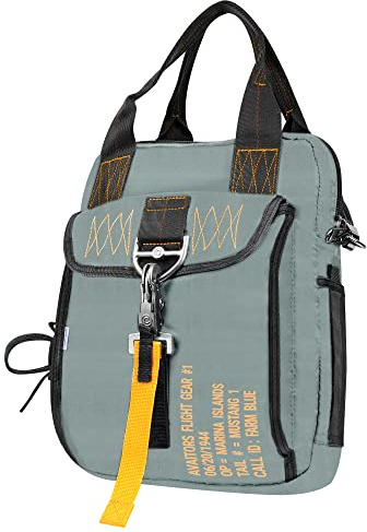 Farm Blue Taktische Flightbag - Flieger Fallschirm Pilot Helm Tasche - Military Style - Grau - Small