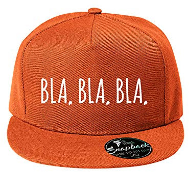 OwnDesigner Bla bla bla Baseball Cap - Unisex Mütze, Cap für Herren und Damen, einfarbige Basecap, Snapback (Cap 483 Orange)