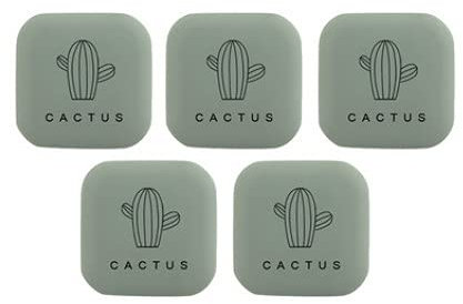 ZCSMTZ Door Stop, Shock-Proof Silicone Door Stop, Shock-Absorbing Door Bump, Door Handle Wall Bump Protector, Square Door Mat, Multifunctional Non-Porous Self-Adhesive (Green-Cactus-5pcs)