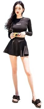 WQZYY&ASDCD Badeanzug Bikini Damen Swimsuit Sexy Zweiteilige Badeanzug Damen Koreanische Langarm Badeanzug Sonnencreme Beachwear-Negro_Asian_Size-XXL