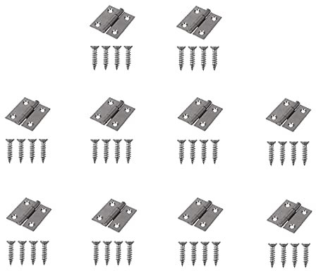 TERF® Steel Butt Hinges 25mm Door Butt Hinges Folding 25mm [1 inch] Self Colour for Home Furniture Bathroom Cabinet Window Internal Doors Including Fixing Screw - Pack of 10