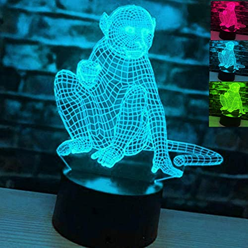 Jinson well 3D Affe Gorilla led Lampe nacht licht optische Illusion Nachtlicht 7 Farbwechsel Touch Switch Tisch Schreibtisch Dekoration Lampen mit Acryl USB Spielzeug