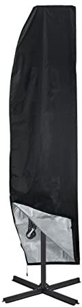 Relaxdays Housse de Protection Parasol, Couverture ombrelle 2-4 m, Tissu Oxford imperméable, étui, Noir