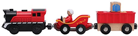 Weihnachtszug Set, Elektrische Lok Holzeisenbahn Zug Elektrische Hohe Geschwindigkeit Lokomotive Spielzeug Zug, Weihnachtszug Kleiner Zug Fensterdeko Geschenke für Kinder Jungen Mädchen