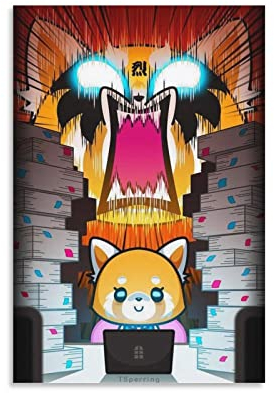 Aggretsuko Poster, dekoratives Gemälde, Leinwand, Wandkunst, Wohnzimmer, Poster, Schlafzimmer, Gemälde, 50 x 75 cm