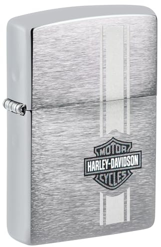 Zippo Sturmfeuerzeug - Harley-Davidson, Brushed Chrome, Lustre-Color Image - Nachfüllbar - Wiederverwendbar - Windfestes Design - Geschenkbox - Made in USA