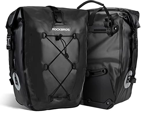 ROCKBROS Bike Pannier Bag 25L-32L 100% Waterproof Rear Rack Bicycle Bag for Rear Carrier Bike Handbag for Cycling Touring Travelling