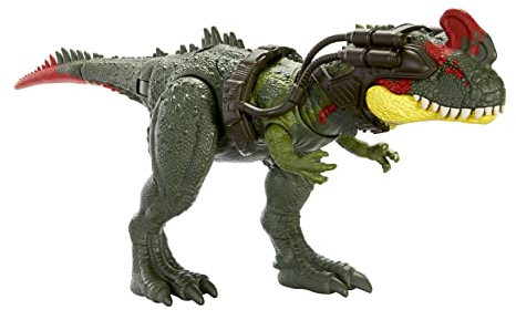 JURASSIC WORLD Gigantic Trackers Sinotyrannus - authentischer Action-Dino mit Angriffsbewegung und high-tech Ausrüstung, erweiterbar mit Augmented Reality, HLP25