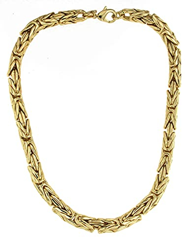 Byzantiner Königskette rund geschliffen 18kt Doublé 8mm Länge 55cm, Halskette Herren-Kette Goldkette Damen Geschenk Schmuck ab Fabrik Tendenze-Italy