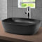 ML-Design Lavabo en Céramique Noir Mat, 505 x 385 x 140 mm, Rectangulaire, avec Bouchon de Vidange 1 1/4 Universel Push Open, Vasque à Poser Évier Lave-Mains pour Salle de Bain, Design Minimaliste