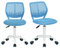 Homy Casa 2er Set Blaue Schreibtischstühle Verstellbarer Drehstuhl Bürostuhl Stoffsitz Ergonomischer Arbeitsstuhl ohne Armlehne, Blau