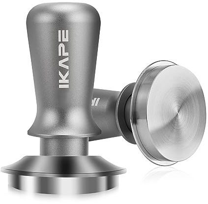 IKAPE 53 mm Palm Espresso Tamper, Premium Barista Kaffee Tamper mit kalibrierter Federbelastung, 100% flacher Edelstahlboden Tamper für Espressomaschine