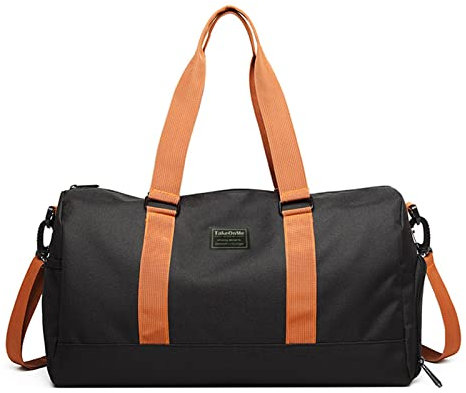 FANDARE Sacs de Voyage Femme Homme Sacs de Sport Cabas de Fitness Sacs de Sport Grand Format Sac à Main Sac à Dos Weekend Voyage Grande capacité Sacs polochons avec Compartiment à Chaussures Noir A