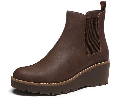 Athlefit Stivaletti Chelsea da donna con zeppa elastica con plateau e suola a capocorda